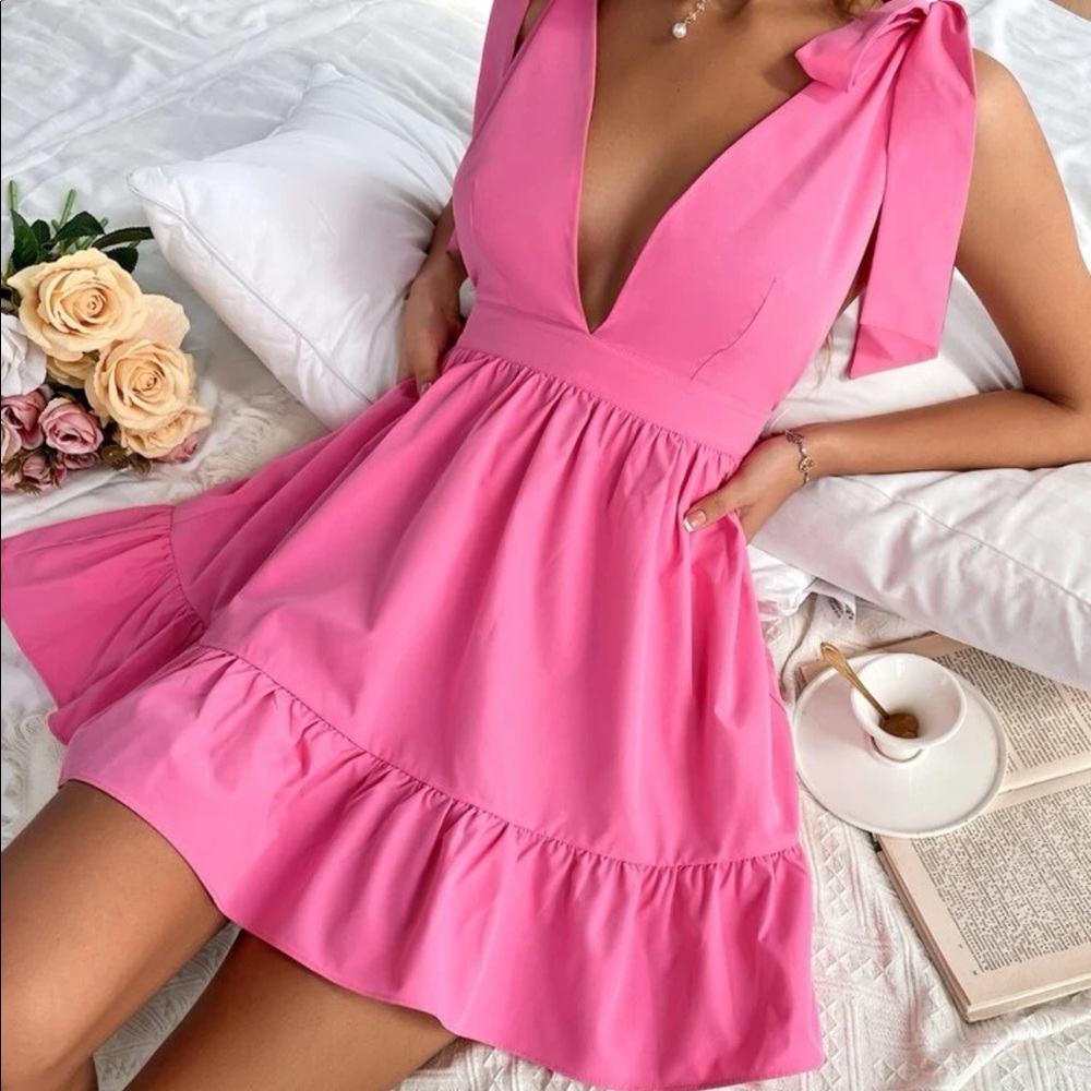 Tie Shoulder Ruffle Hem Dress medium (6)